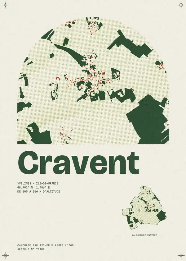 Affiche de Cravent, calculée par 123-fr d'après l'IGN