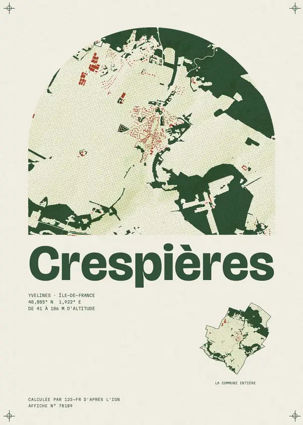 Affiche de Crespières, calculée par 123-fr d'après l'IGN