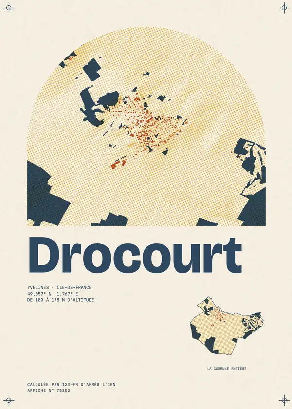 Affiche de Drocourt, calculée par 123-fr d'après l'IGN