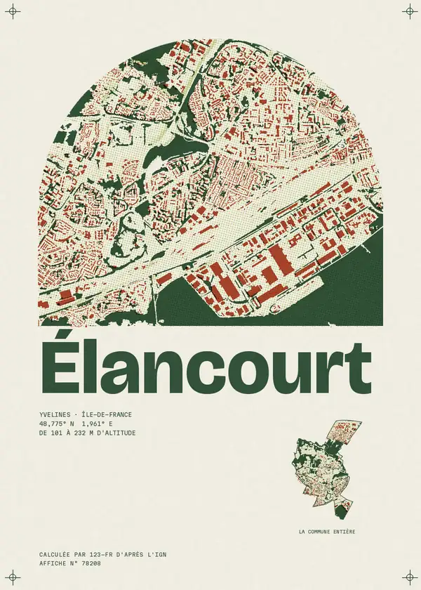 Affiche de Élancourt, calculée par 123-fr d'après l'IGN