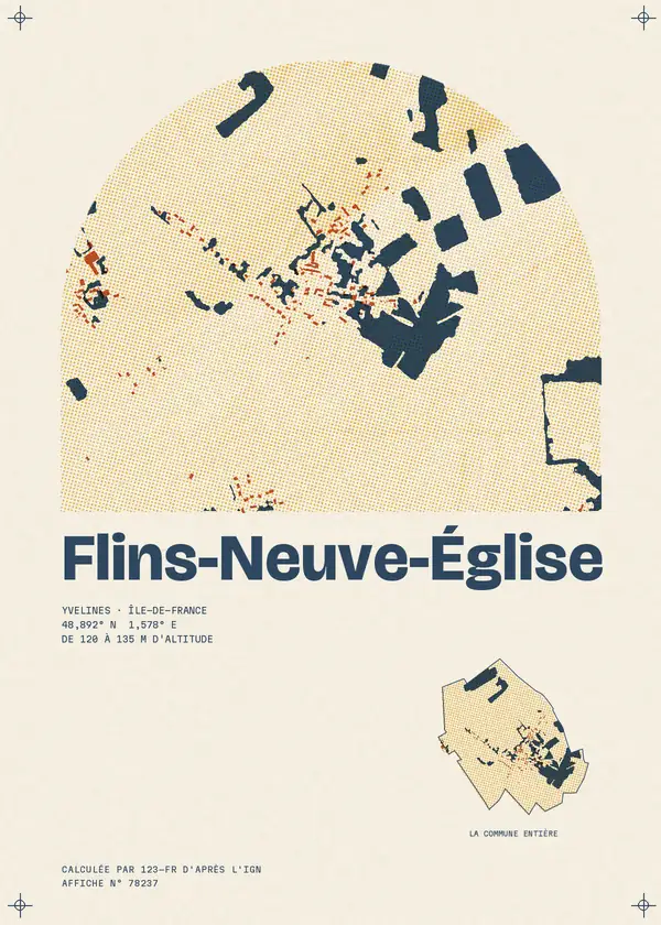 Affiche de Flins-Neuve-Église, calculée par 123-fr d'après l'IGN