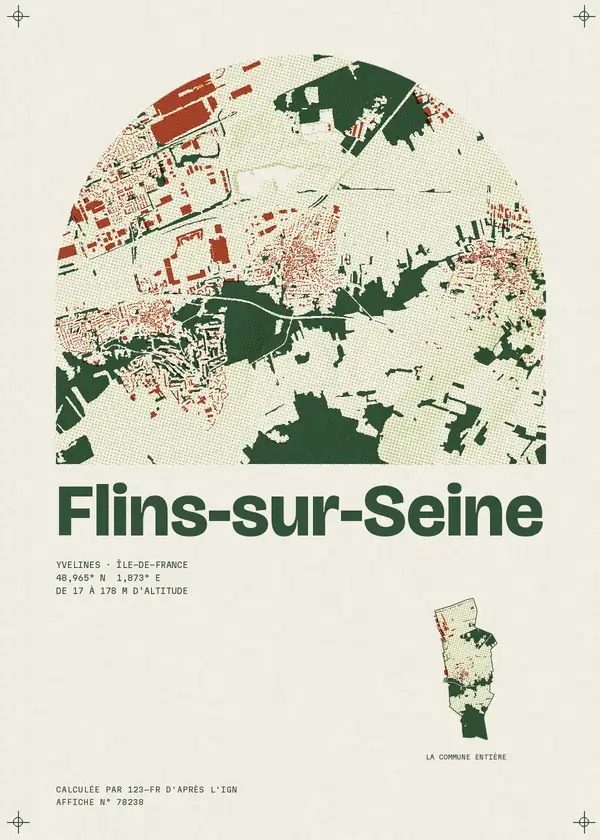 Affiche de Flins-sur-Seine, calculée par 123-fr d'après l'IGN