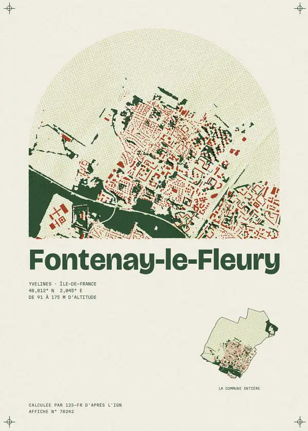 Affiche de Fontenay-le-Fleury, calculée par 123-fr d'après l'IGN