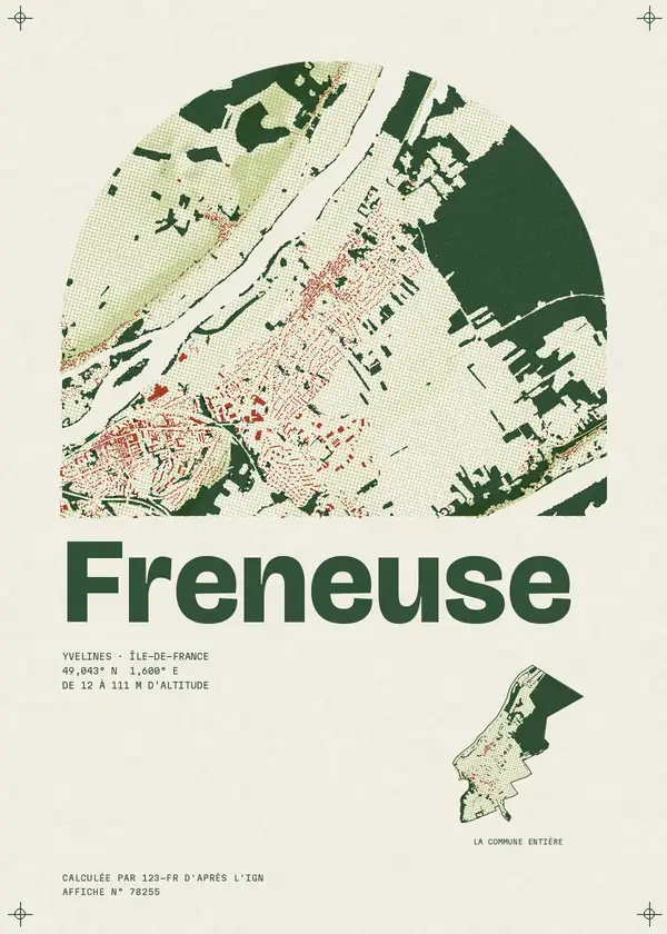 Affiche de Freneuse, calculée par 123-fr d'après l'IGN