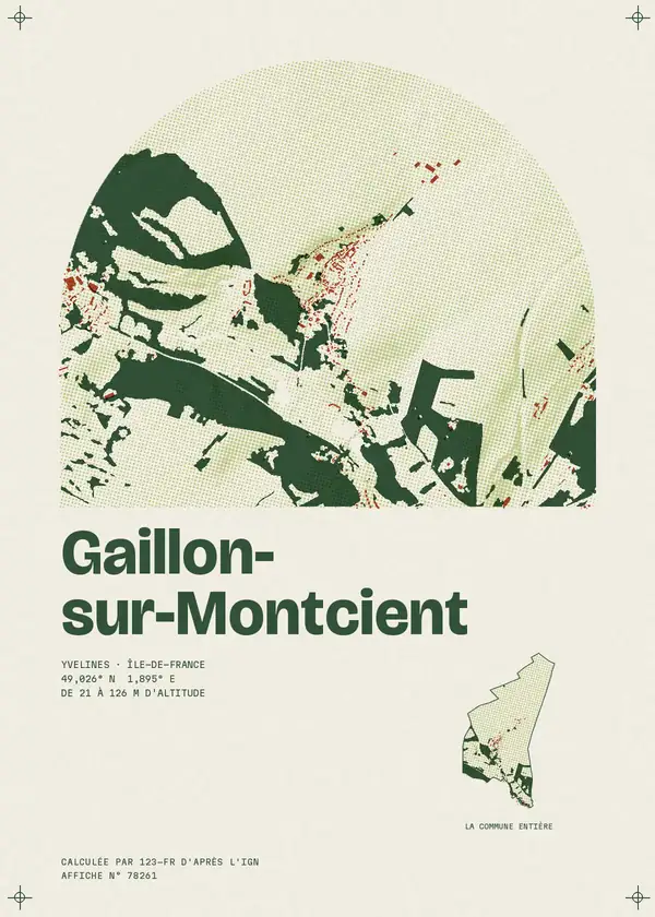 Affiche de Gaillon-sur-Montcient, calculée par 123-fr d'après l'IGN