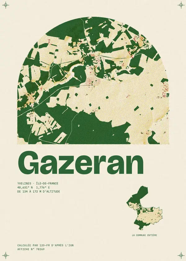 Affiche de Gazeran, calculée par 123-fr d'après l'IGN