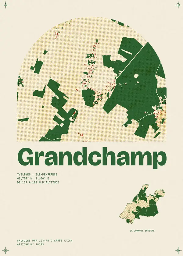 Affiche de Grandchamp, calculée par 123-fr d'après l'IGN