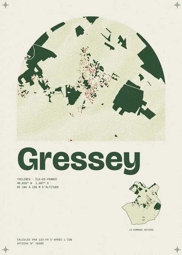 Affiche de Gressey, calculée par 123-fr d'après l'IGN