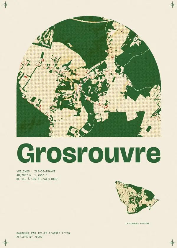 Affiche de Grosrouvre, calculée par 123-fr d'après l'IGN