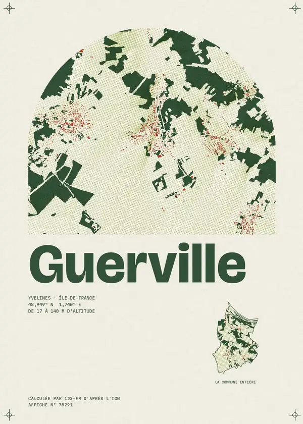 Affiche de Guerville, calculée par 123-fr d'après l'IGN