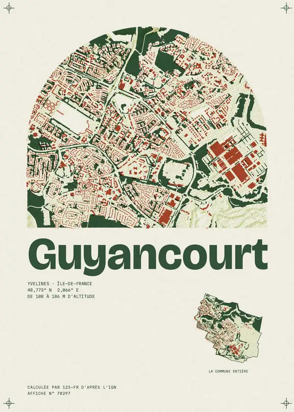 Affiche de Guyancourt, calculée par 123-fr d'après l'IGN