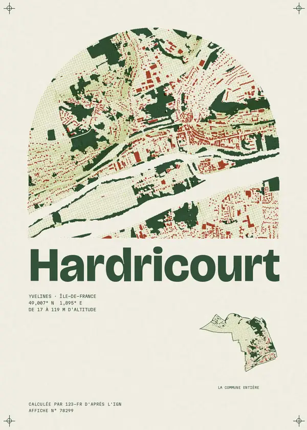 Affiche de Hardricourt, calculée par 123-fr d'après l'IGN