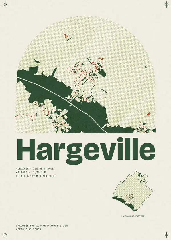 Affiche de Hargeville, calculée par 123-fr d'après l'IGN