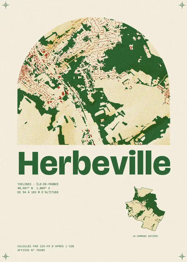 Affiche de Herbeville, calculée par 123-fr d'après l'IGN