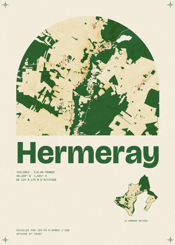 Affiche de Hermeray, calculée par 123-fr d'après l'IGN