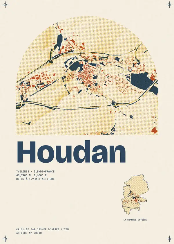 Affiche de Houdan, calculée par 123-fr d'après l'IGN