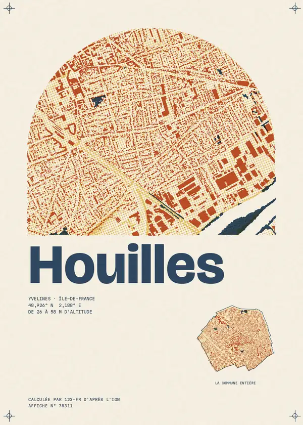 Affiche de Houilles, calculée par 123-fr d'après l'IGN