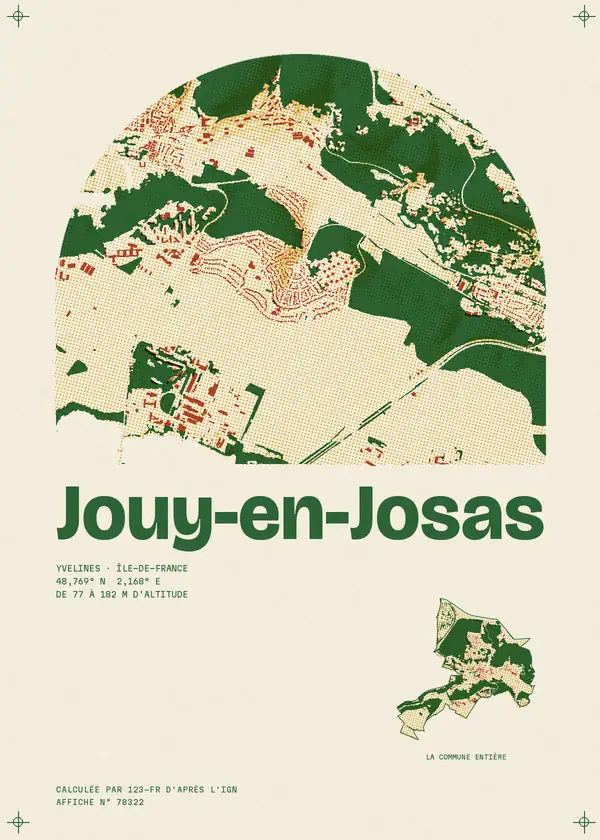 Affiche de Jouy-en-Josas, calculée par 123-fr d'après l'IGN