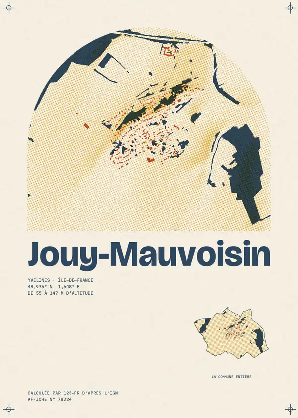 Affiche de Jouy-Mauvoisin, calculée par 123-fr d'après l'IGN