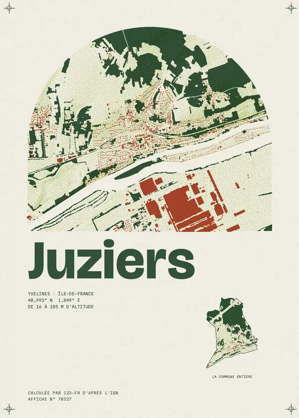 Affiche de Juziers, calculée par 123-fr d'après l'IGN
