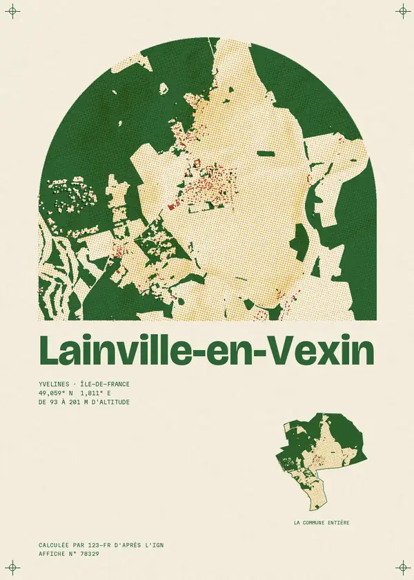 Affiche de Lainville-en-Vexin, calculée par 123-fr d'après l'IGN
