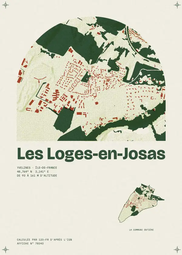 Affiche de Les Loges-en-Josas, calculée par 123-fr d'après l'IGN