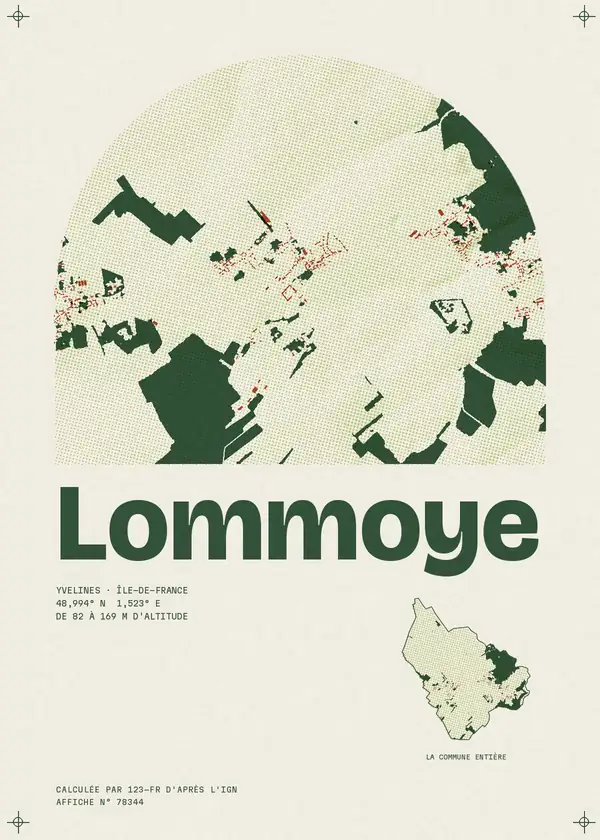 Affiche de Lommoye, calculée par 123-fr d'après l'IGN