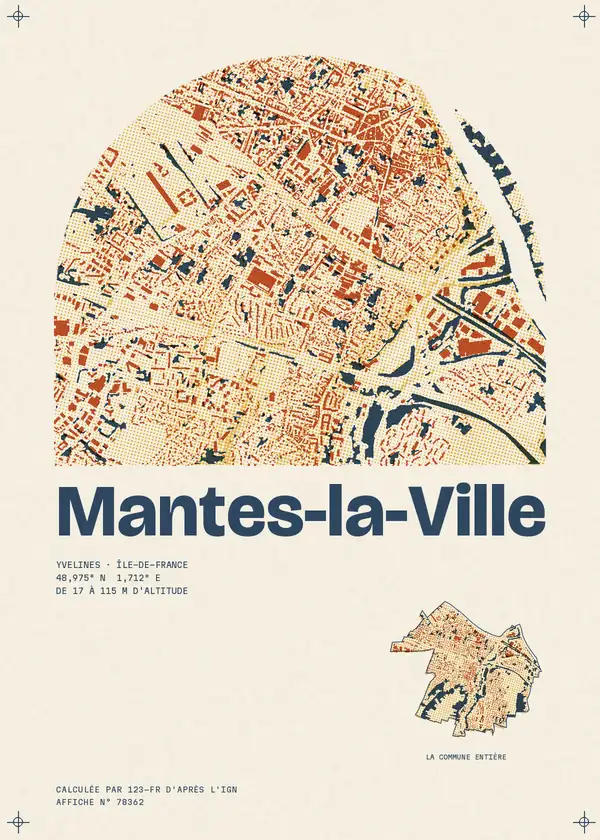Affiche de Mantes-la-Ville, calculée par 123-fr d'après l'IGN