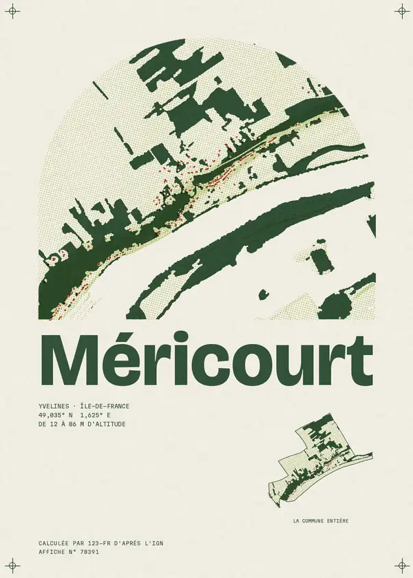Affiche de Méricourt, calculée par 123-fr d'après l'IGN