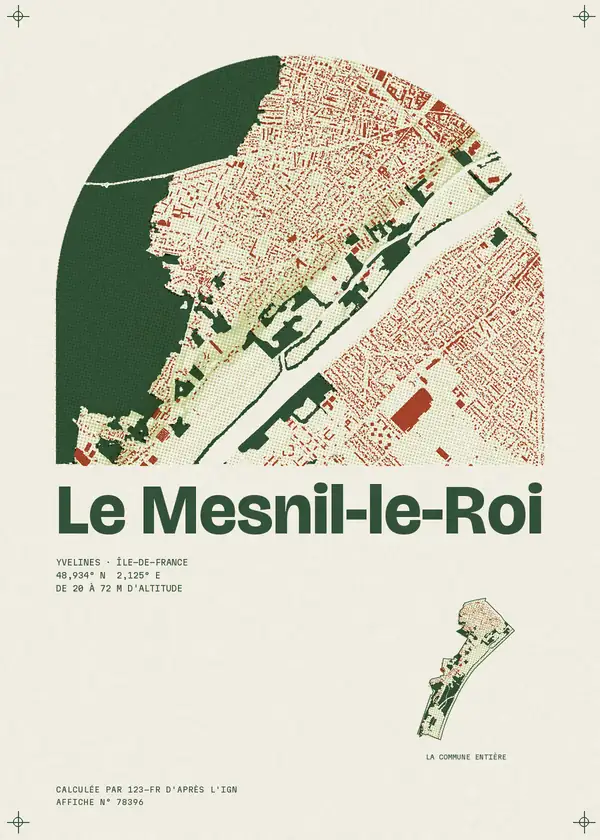 Affiche de Le Mesnil-le-Roi, calculée par 123-fr d'après l'IGN