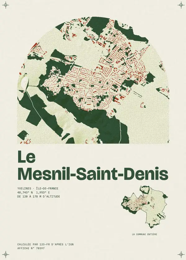 Affiche de Le Mesnil-Saint-Denis, calculée par 123-fr d'après l'IGN
