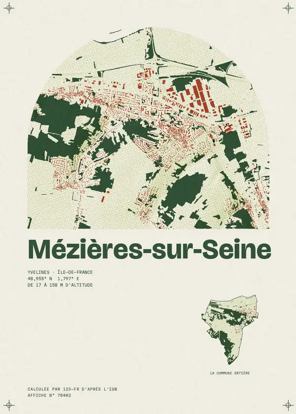 Affiche de Mézières-sur-Seine, calculée par 123-fr d'après l'IGN