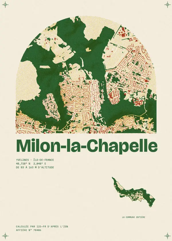 Affiche de Milon-la-Chapelle, calculée par 123-fr d'après l'IGN