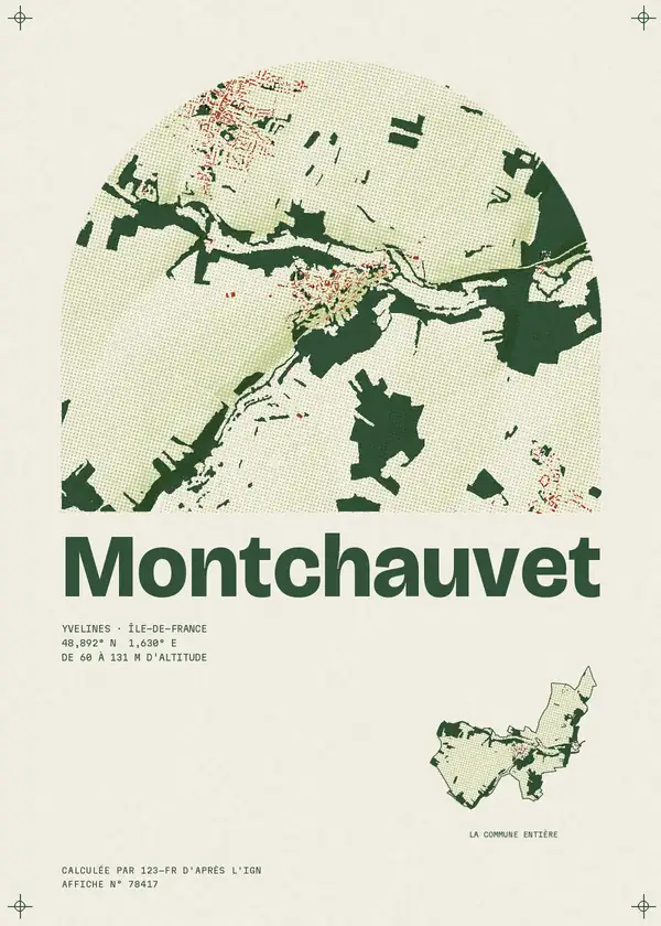 Affiche de Montchauvet, calculée par 123-fr d'après l'IGN