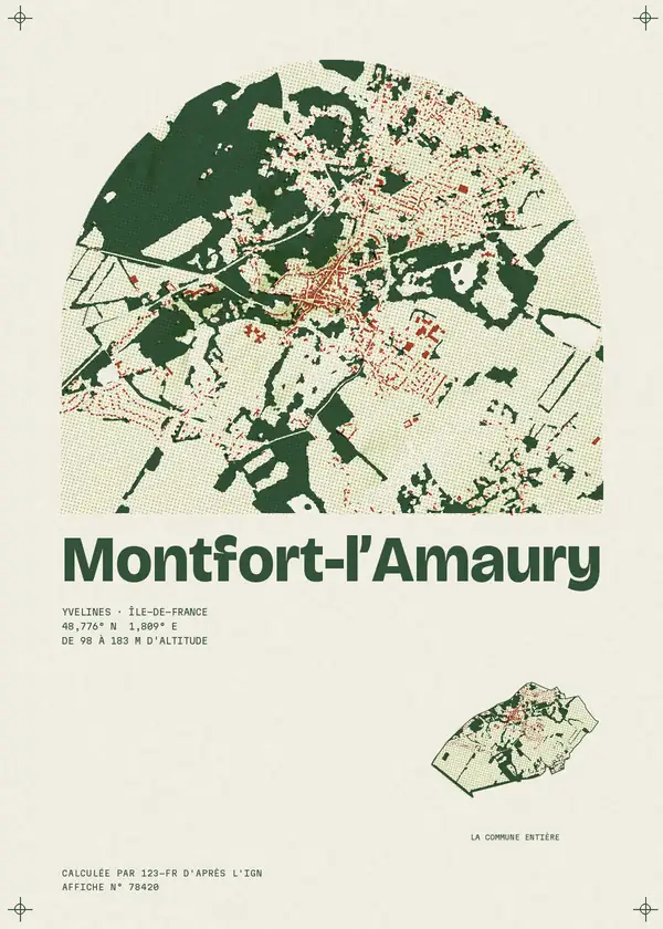 Affiche de Montfort-l'Amaury, calculée par 123-fr d'après l'IGN