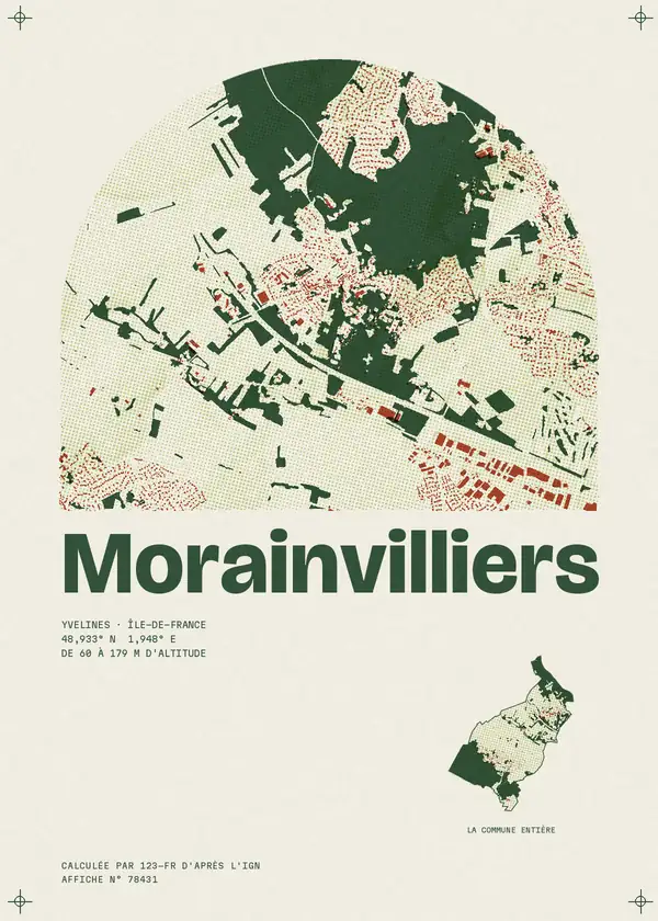 Affiche de Morainvilliers, calculée par 123-fr d'après l'IGN