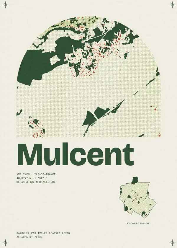 Affiche de Mulcent, calculée par 123-fr d'après l'IGN