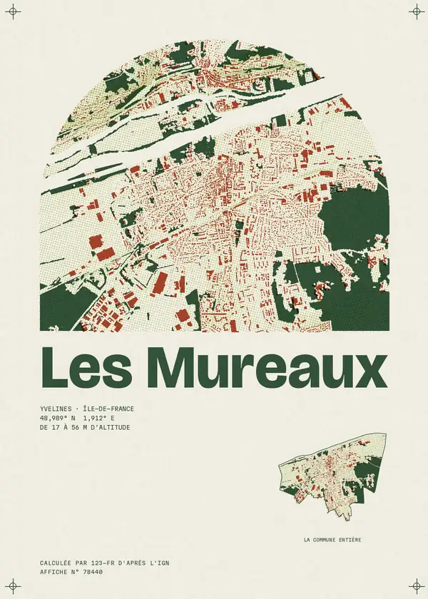 Affiche de Les Mureaux, calculée par 123-fr d'après l'IGN