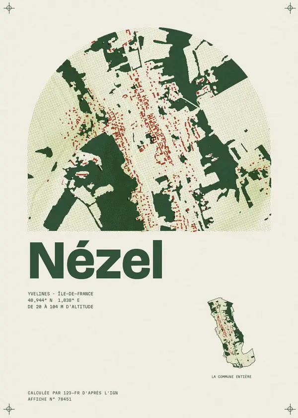 Affiche de Nézel, calculée par 123-fr d'après l'IGN
