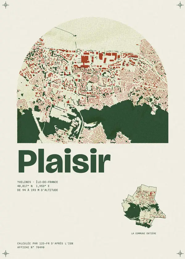 Affiche de Plaisir, calculée par 123-fr d'après l'IGN