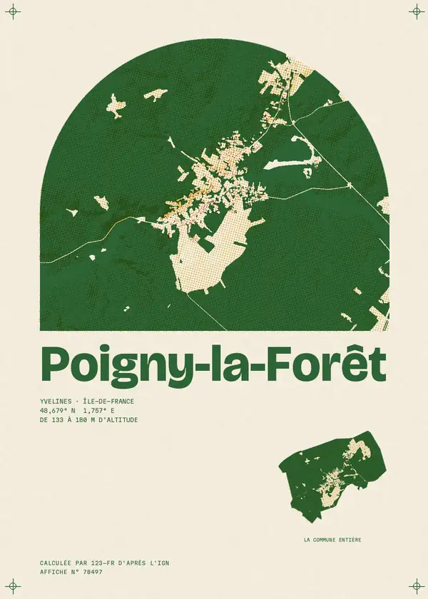 Affiche de Poigny-la-Forêt, calculée par 123-fr d'après l'IGN