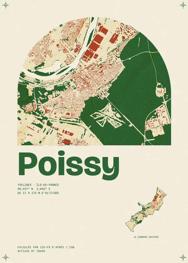 Affiche de Poissy, calculée par 123-fr d'après l'IGN
