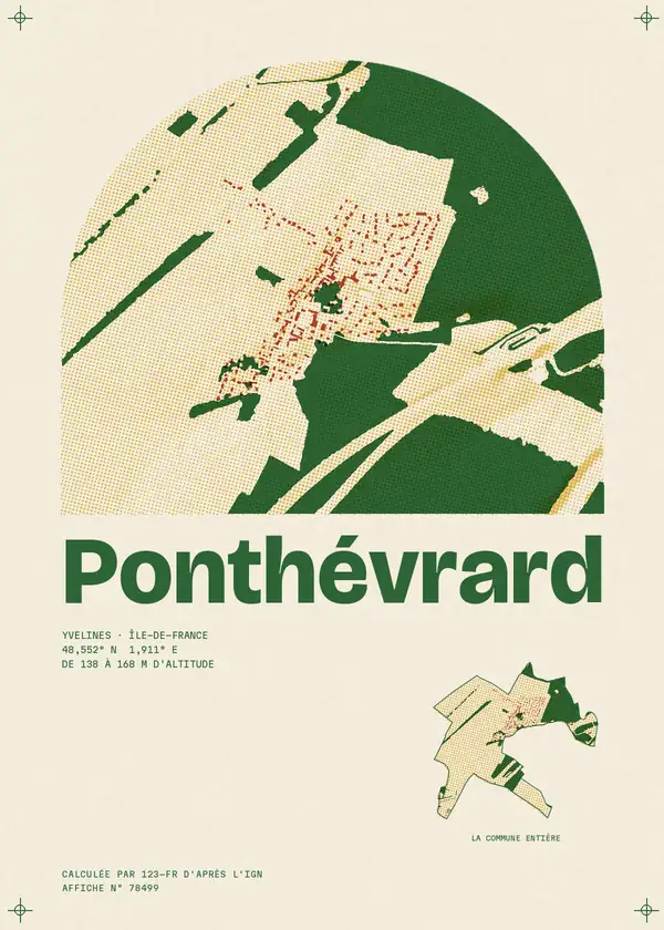 Affiche de Ponthévrard, calculée par 123-fr d'après l'IGN