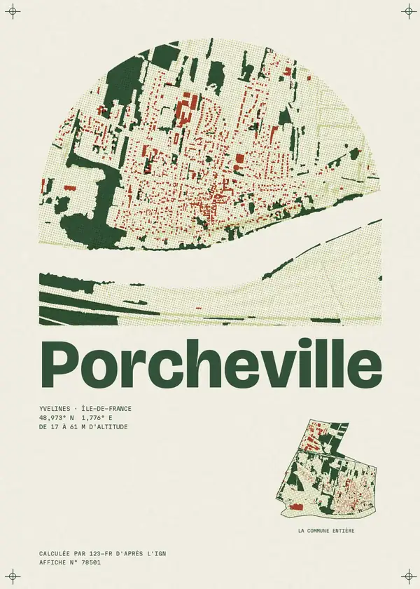 Affiche de Porcheville, calculée par 123-fr d'après l'IGN
