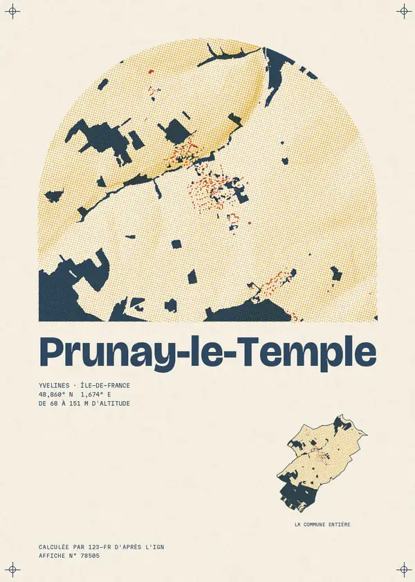 Affiche de Prunay-le-Temple, calculée par 123-fr d'après l'IGN