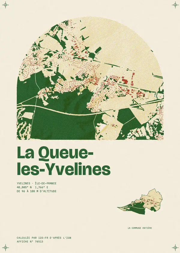 Affiche de La Queue-les-Yvelines, calculée par 123-fr d'après l'IGN
