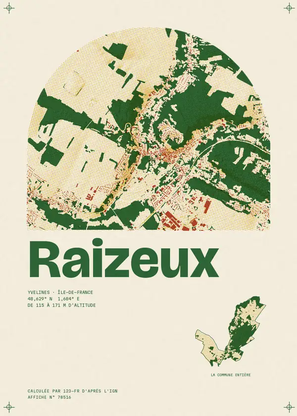 Affiche de Raizeux, calculée par 123-fr d'après l'IGN