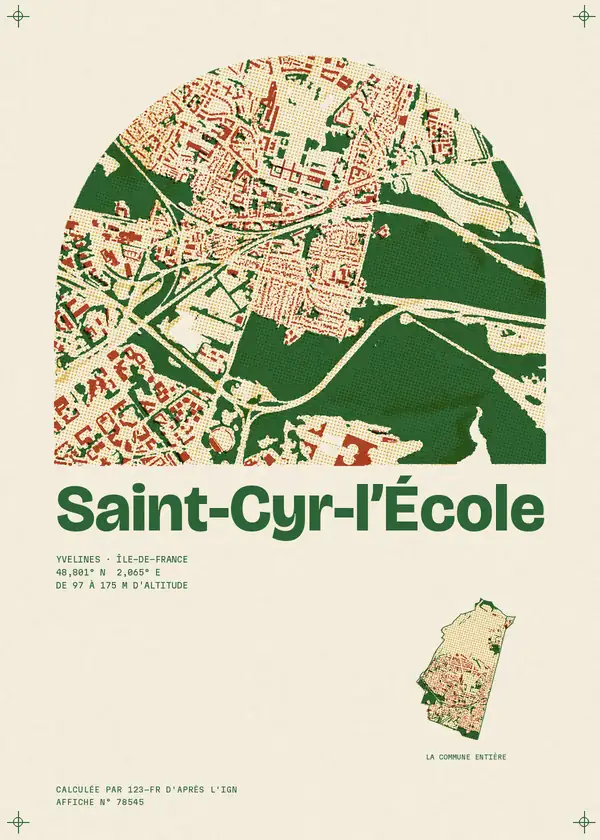 Affiche de Saint-Cyr-l'École, calculée par 123-fr d'après l'IGN