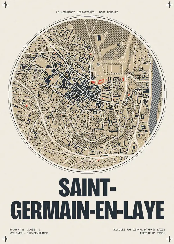 Affiche de Saint-Germain-en-Laye, calculée par 123-fr d'après l'IGN