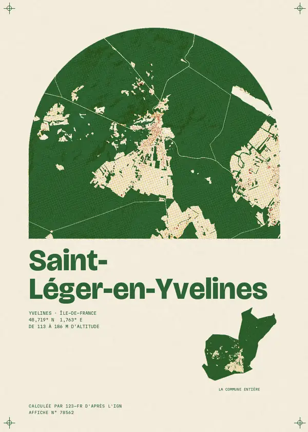 Affiche de Saint-Léger-en-Yvelines, calculée par 123-fr d'après l'IGN